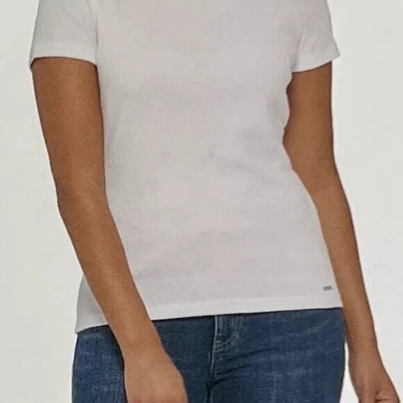 DKNY Women's Cotton Crew Neck Short Sleeve Tee (White, Medium) - Picture 1 of 2